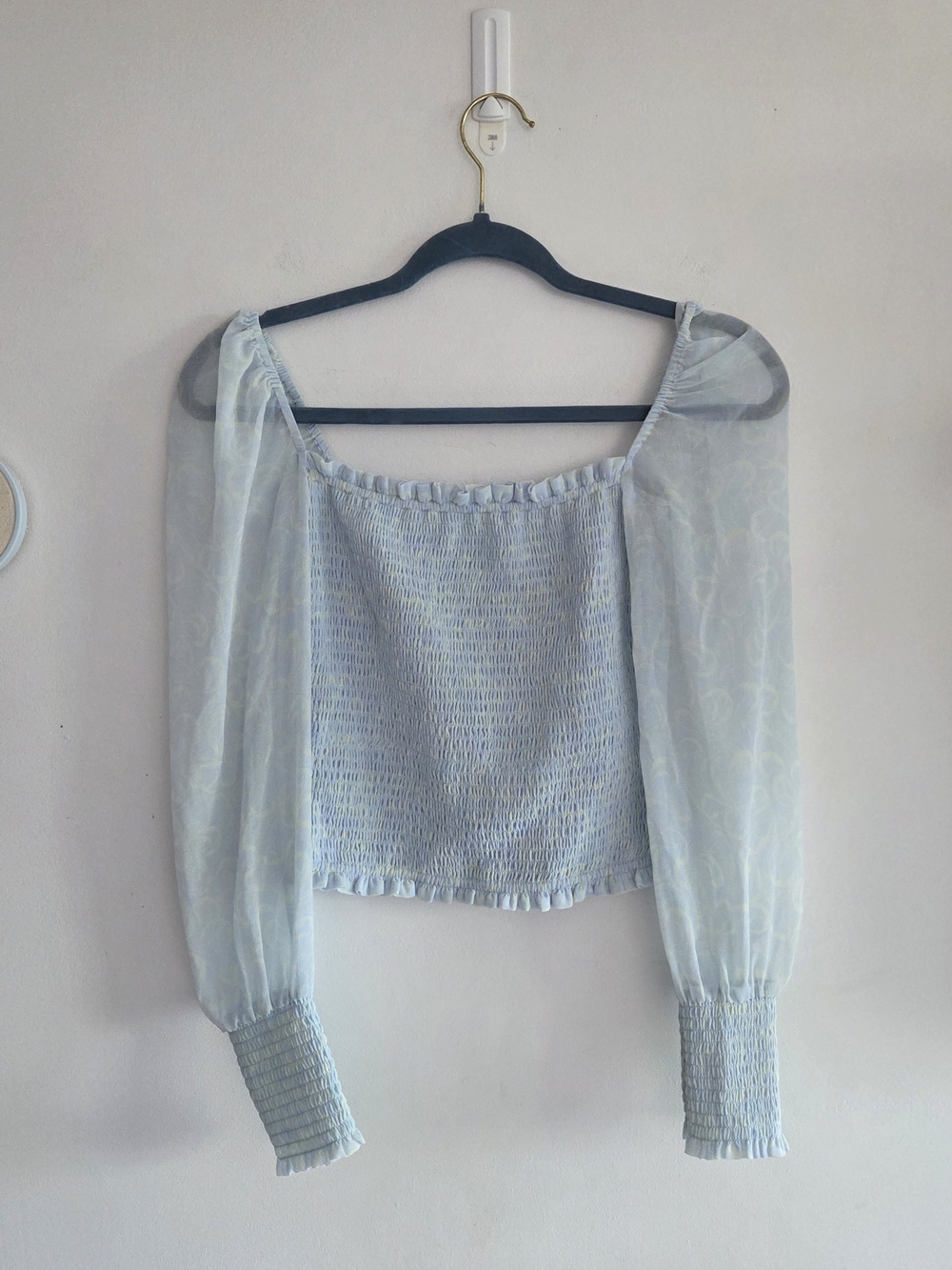 Wilfred Light Blue Smocked Peasant Blouse